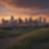 A serene view of Denver's skyline during sunset