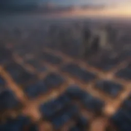 Aerial view of a bustling urban skyline