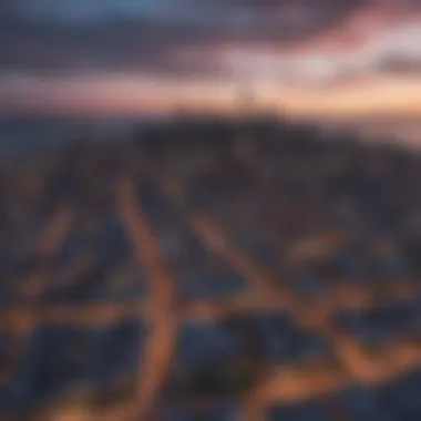 Aerial view of Seattle skyline during sunset