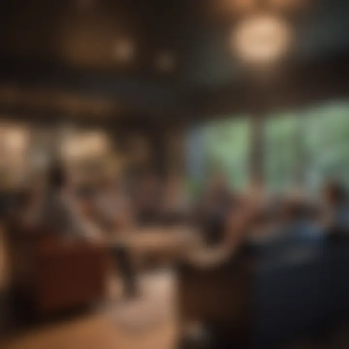 A group discussion in a common area, emphasizing connection and shared experiences.