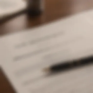 Close-up of a lease agreement on a desk with a pen