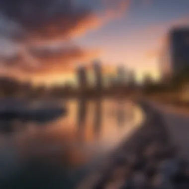 Stunning view of the Southwest Waterfront skyline at sunset