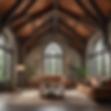 Striking Vaulted Ceiling with Architectural Flair A striking vaulted ceiling showcasing intricate architectural details
