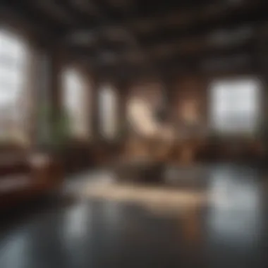 Industrial design elements in a loft apartment, highlighting raw materials