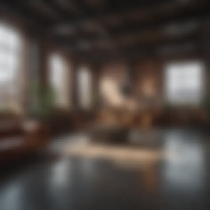 Industrial design elements in a loft apartment, highlighting raw materials