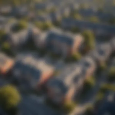 Overview of Two-Unit Apartment Building Neighborhoods Aerial view of a neighborhood with multiple two-unit apartment buildings
