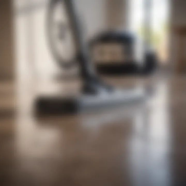 A high-tech steam cleaner in action on tiled floors