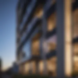 Stylish exterior of a modern Uptown San Diego apartment building