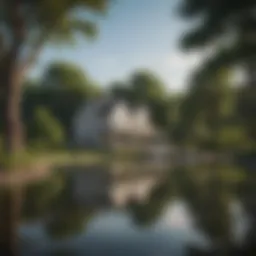 Stunning view of White Rock Lake with a picturesque house in the foreground