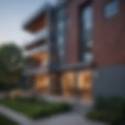 Stylish exterior of a modern apartment building in Friendship Heights