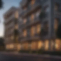 Stunning facade of Hollywood Dell Apartments showcasing architectural elegance