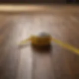 Measuring tape on a wooden floor