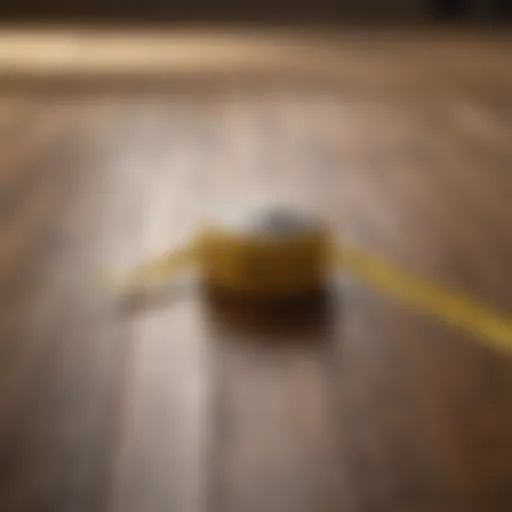 Measuring tape on a wooden floor
