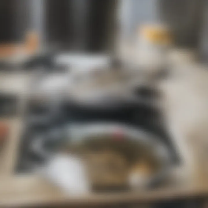 Cleaning supplies arranged for stovetop maintenance