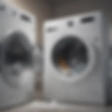 Interior view of a washing machine with detergent residue