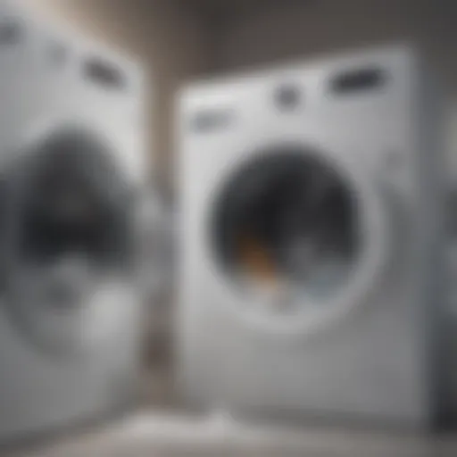 Interior view of a washing machine with detergent residue