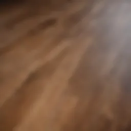 Close-up of polished wood floor reflecting light