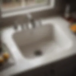 Visual representation of a clogged sink with water pooling