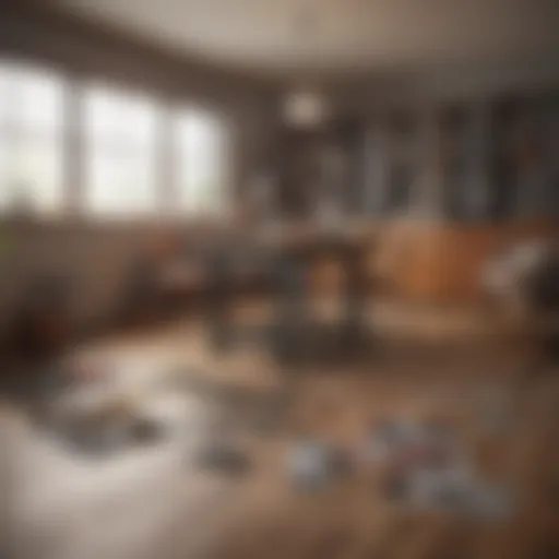 A well-organized room layout with measuring tools displayed