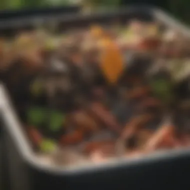 Organic Waste in a Compost Bin Small compost bin with fresh organic waste