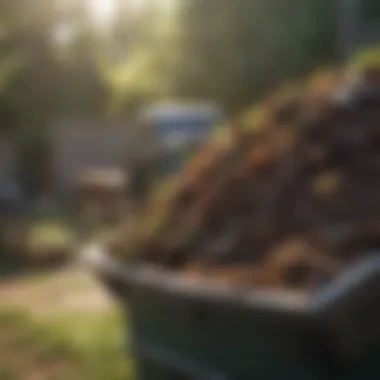 Close-up of compost bin maintenance