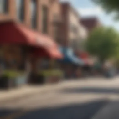 A vibrant street lined with cafes and shops, depicting the community spirit of a Chicago neighborhood