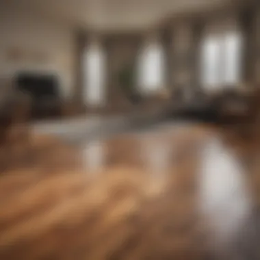 Living room featuring installed fake plastic wood flooring