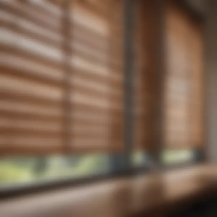 Elegant wooden blinds gleaming in natural light