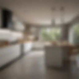 Modern kitchen layout showcasing open space and ergonomic design