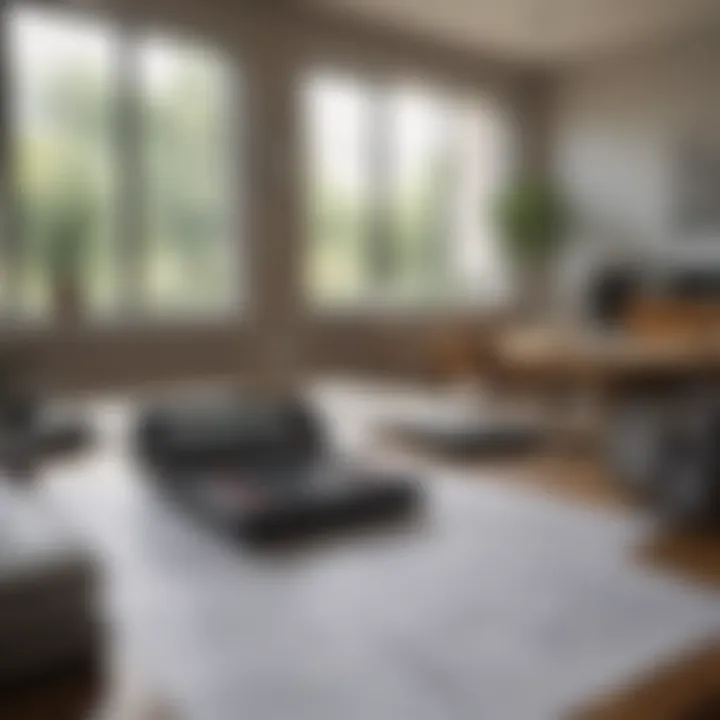 Blueprints and a calculator for room measurement analysis