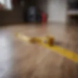 Measuring tape laid across a room's floor illustrating precise measurement techniques