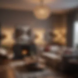 A cozy apartment living room with stylish furniture and warm lighting