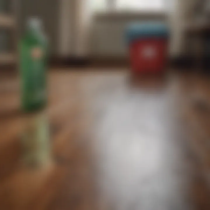 Selection of eco-friendly cleaning products on a wooden surface