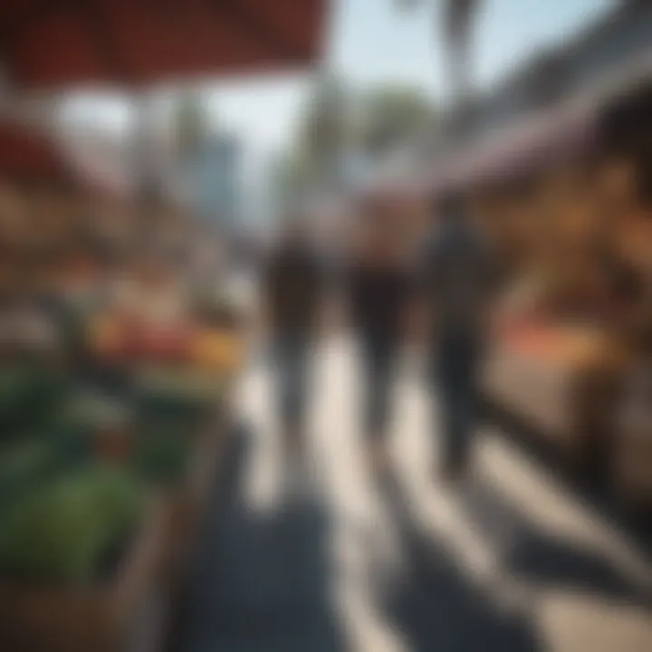 A bustling local market in Los Angeles highlighting community engagement.