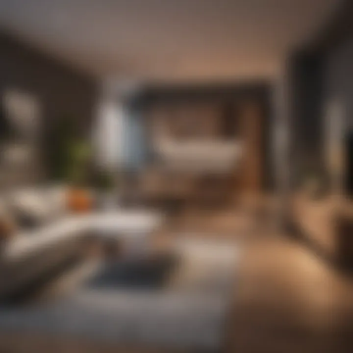Modern one-bedroom apartment interior design.