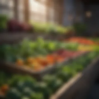 Vibrant selection of vegetables in planter boxes