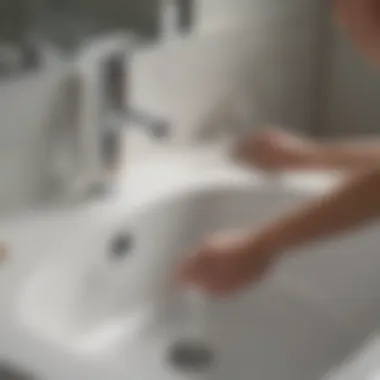 Applying a DIY solution to the sink A DIY solution being applied to a clogged sink