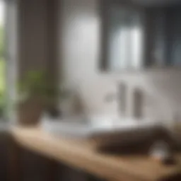 A visually appealing bathroom sink with standing water