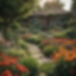 A well-maintained garden showcasing vibrant flowers and greenery