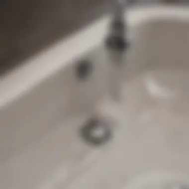 Close-up view of a sink drain assembly