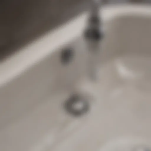 Close-up view of a sink drain assembly
