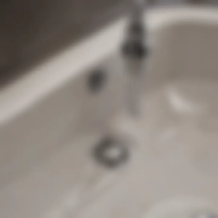 Close-up view of a sink drain assembly