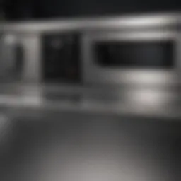 Shimmering stainless steel appliance reflecting light.