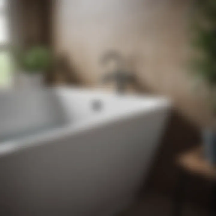 A homeowner applying a natural solution to a bathtub drain