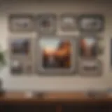 A beautifully arranged gallery wall featuring various art pieces in cohesive frames.
