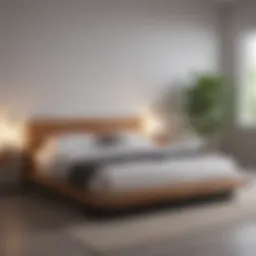 Stylish minimalist bed frame in a modern living space