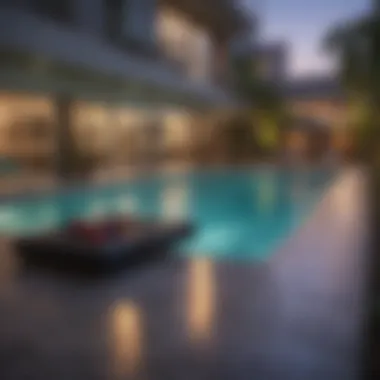 Amenities found in an average LA apartment including a gym and swimming pool
