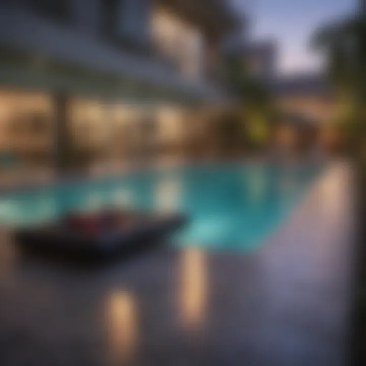 Amenities found in an average LA apartment including a gym and swimming pool