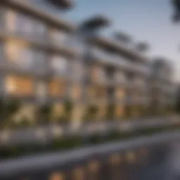 Exterior view of a typical Los Angeles apartment complex showcasing modern architectural design