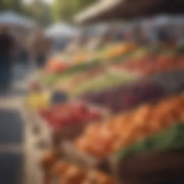 A bustling farmer's market showcasing local produce